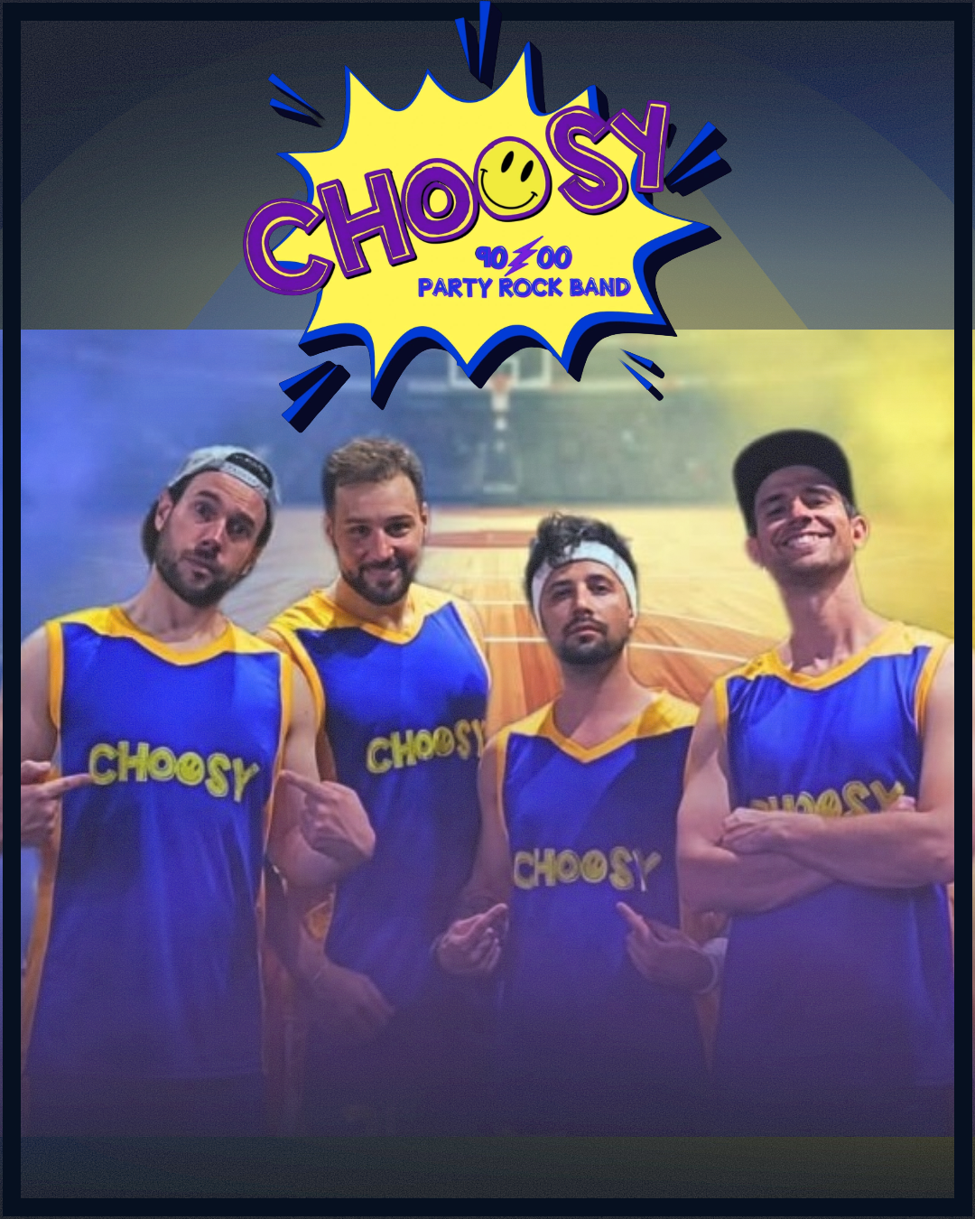 Locandina della band Choosy, Party Rock Band anni 90/00, al Backstage Binasco